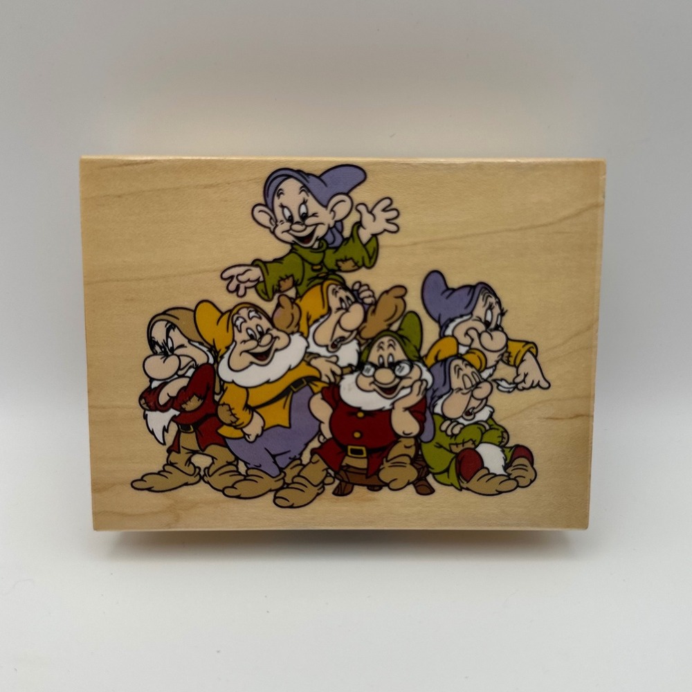 All Night Media Disney Snow White Seven Dwarfs 970-J01 Wood Rubber Stamp New